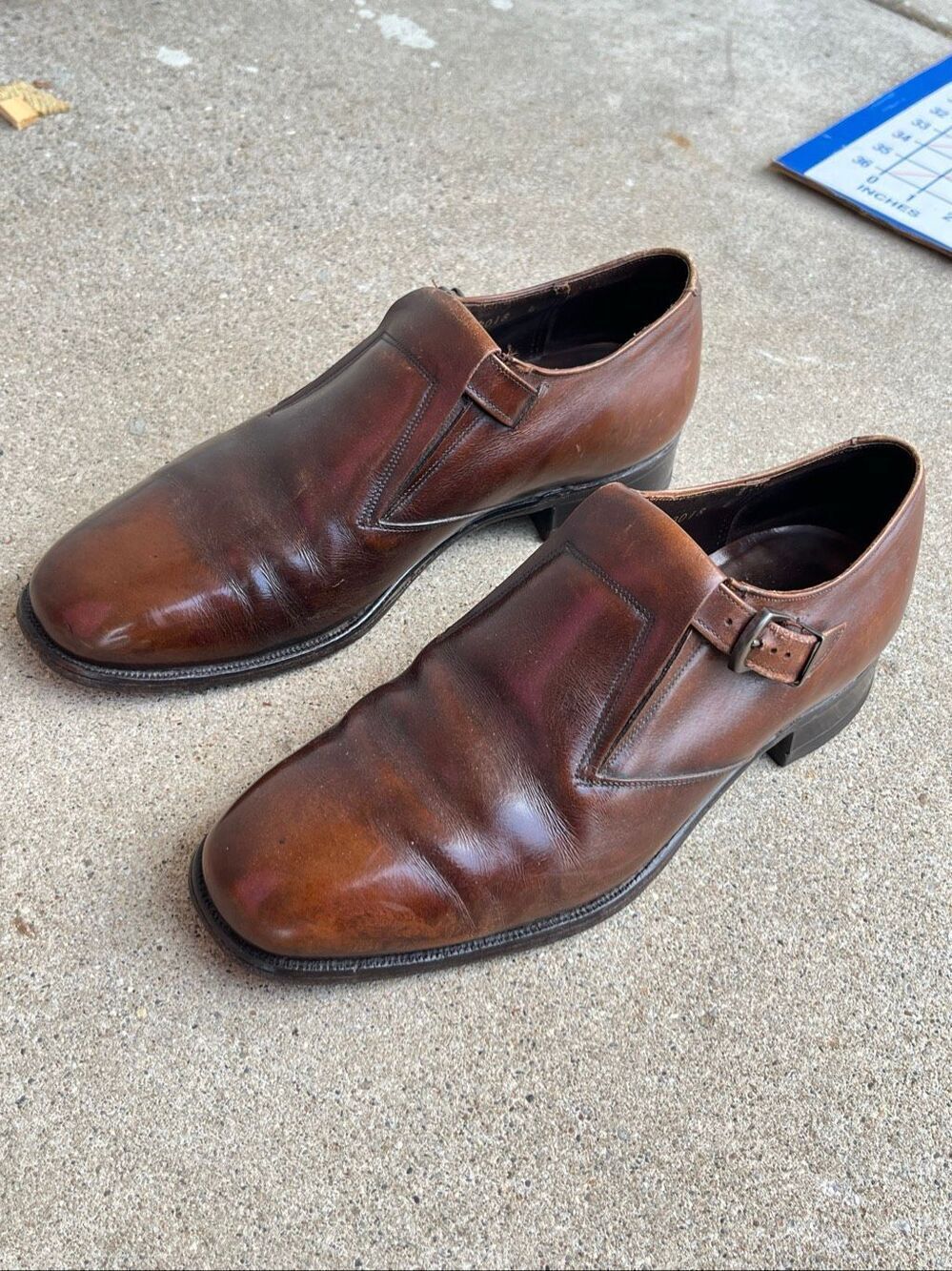 VTG Johnston & Murphy Aristocraft Monk Strap Leather Dress Shoes Brown Mens 9
